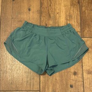 lululemon algae green “hotty hot” shorts